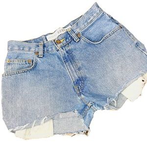 RAW hew distressed jean shorts.